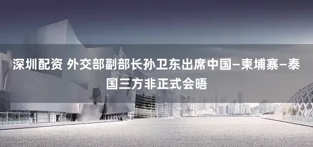 深圳配资 外交部副部长孙卫东出席中国—柬埔寨—泰国三方非正式会晤